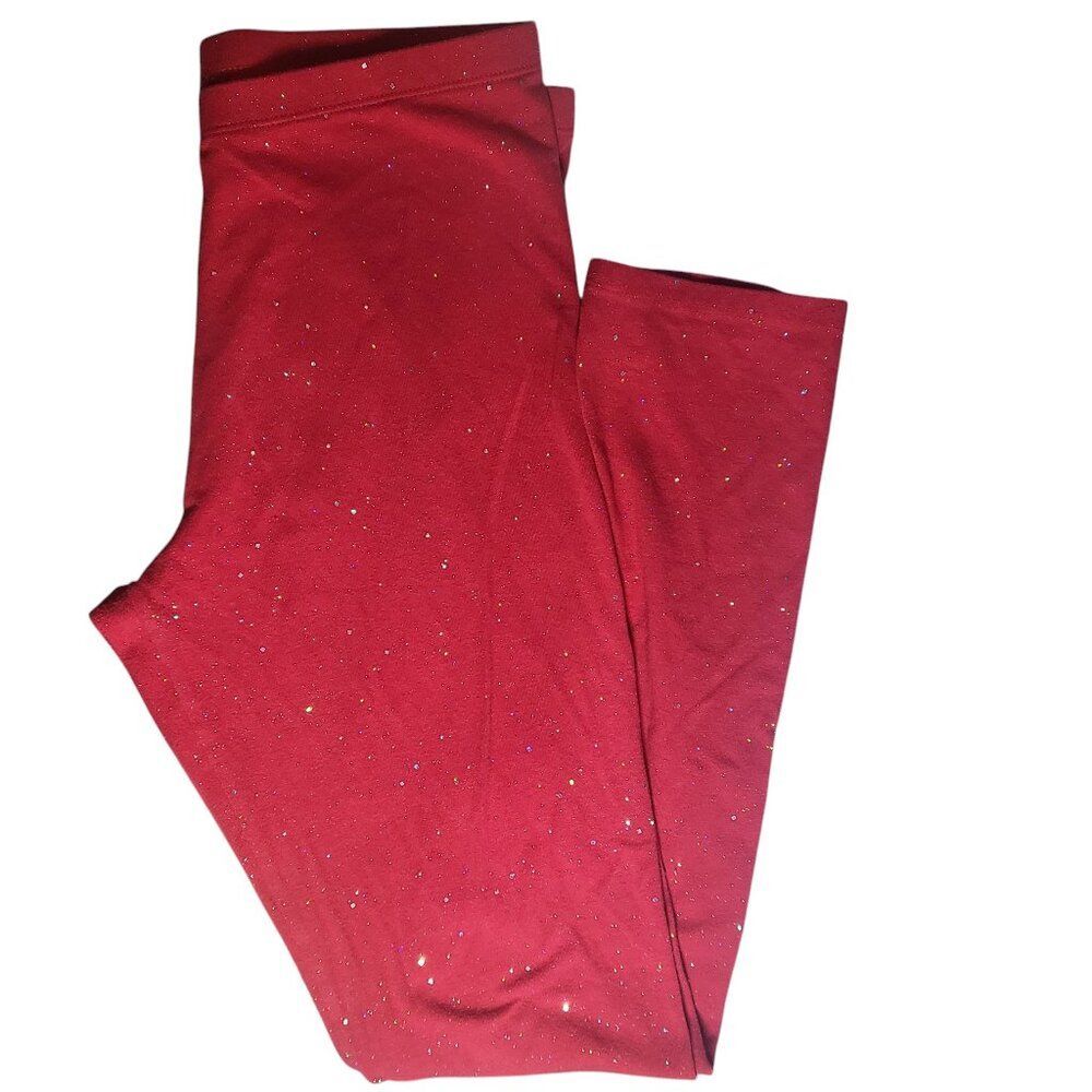 Faded Glory Red With Rainbow Sparkle Leggings